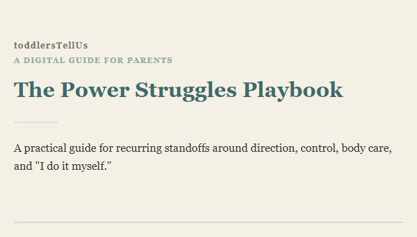 Cover of The Power Struggles Playbook — a digital guide for parents from toddlersTellUs